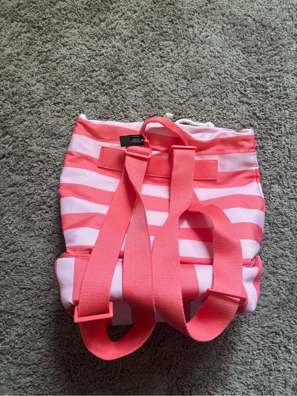 Victoria's Secret Coral and Light Pink Striped Beach Bag - Picture 3 of 5